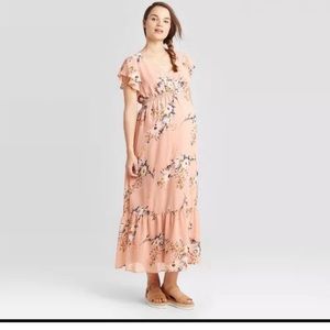 NWT Maternity Floral Print Maxi Dress- Isabel Maternity by Ingrid & Isabel Blush